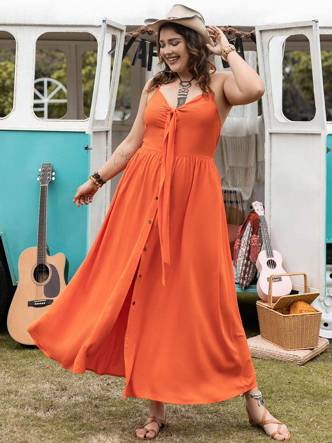 Plus Size Halter Neck Midi Dress.