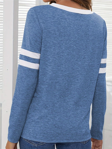 Heathered V-Neck Long Sleeve T-Shirt.