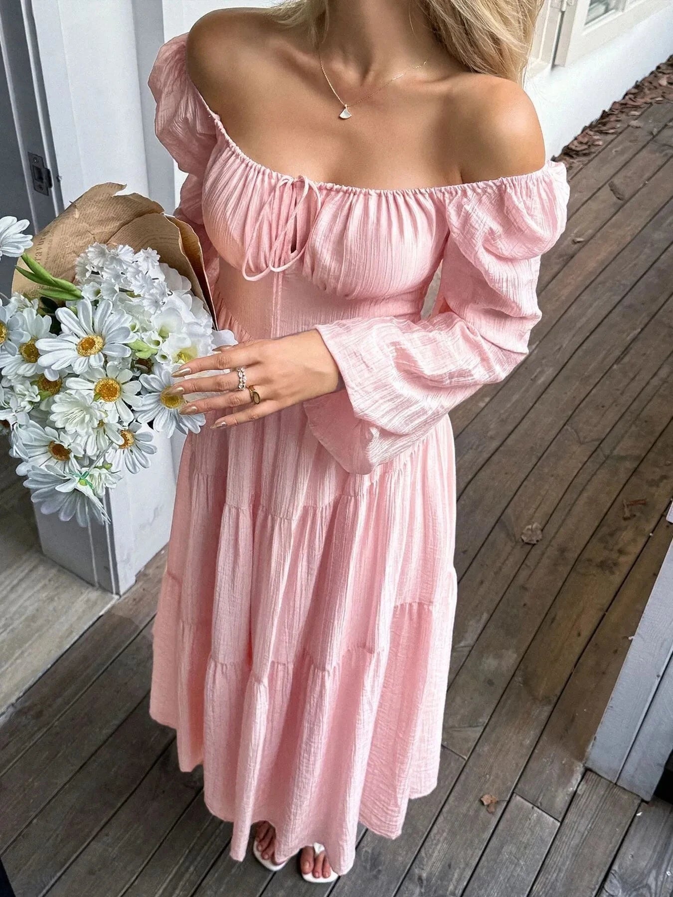Tiered Balloon Sleeve Midi Dress Coco’s Tee Boutique