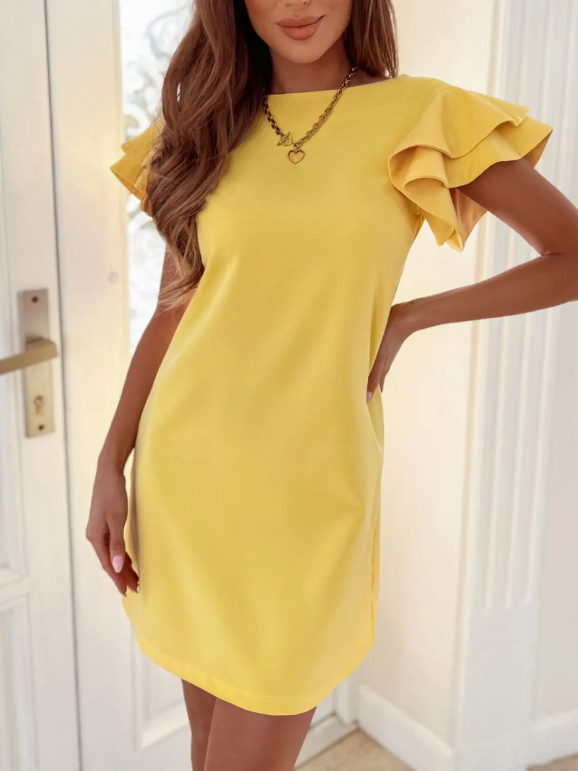 Flirt & Flutter Ruffle Sleeve Mini Dress