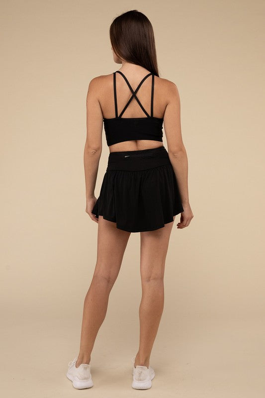 Wide Band Tennis Skirt with Zippered Back Pocket by Zanana Coco’s Tee Boutique