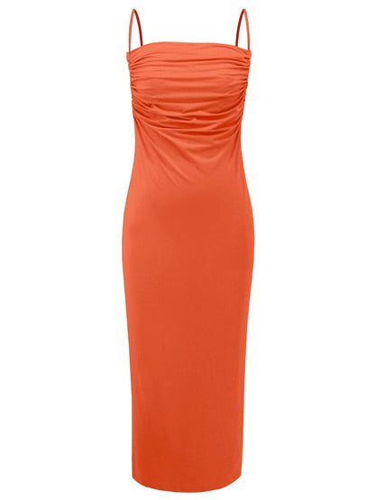 Backless Cowl Neck Sleeveless Cami Dress.