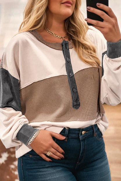 Jet Stream Waffle Colorblock Knit Jumper Plus Size