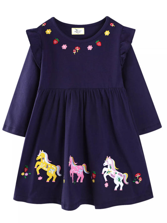 Children's Embroidered Long Sleeve Casual Dress Simply Love
