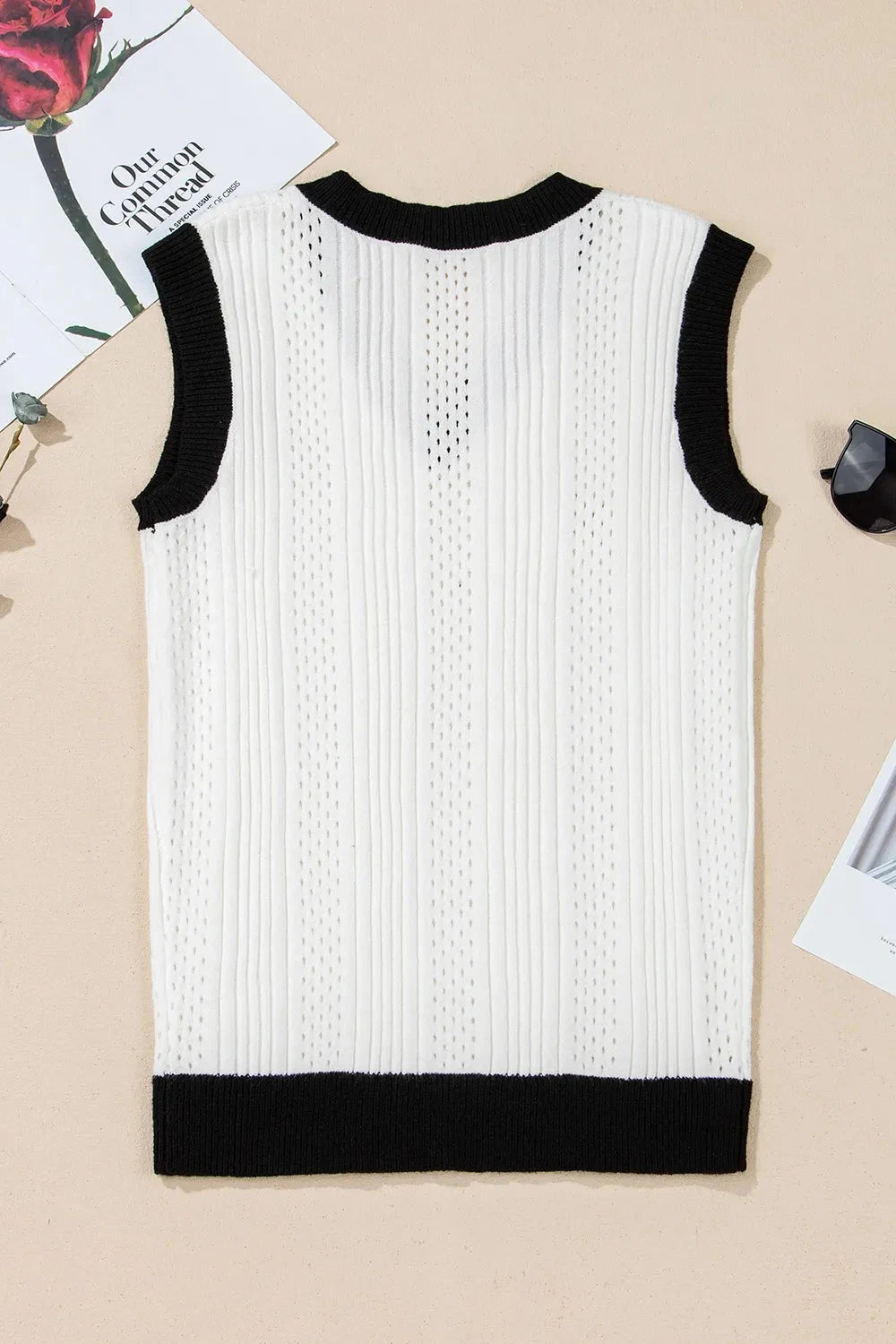 Simply Love: Knit Vest - Eyelet Trim Simply Love