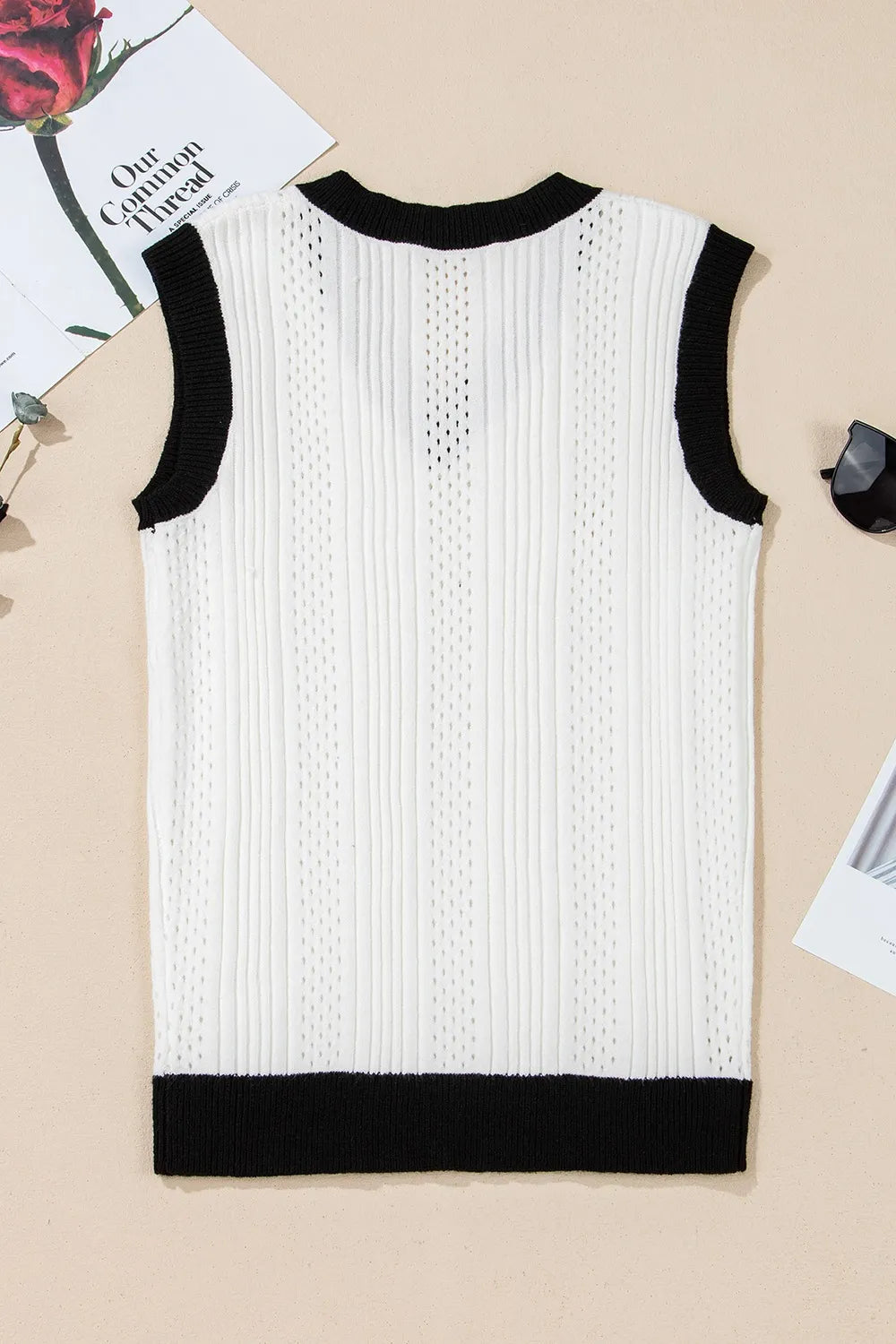 Simply Love: Knit Vest - Eyelet Trim