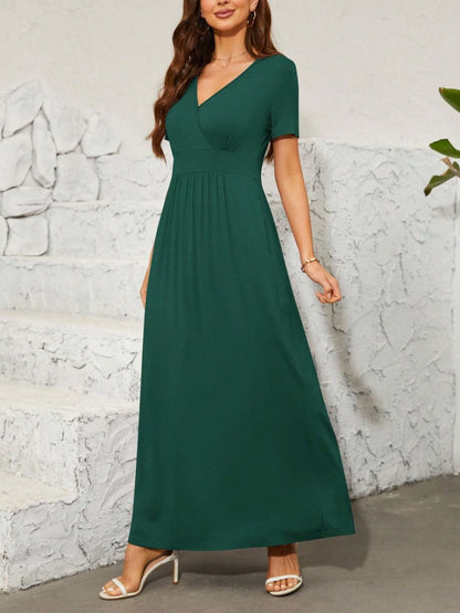 Surplice Short Sleeve Maxi Dress.