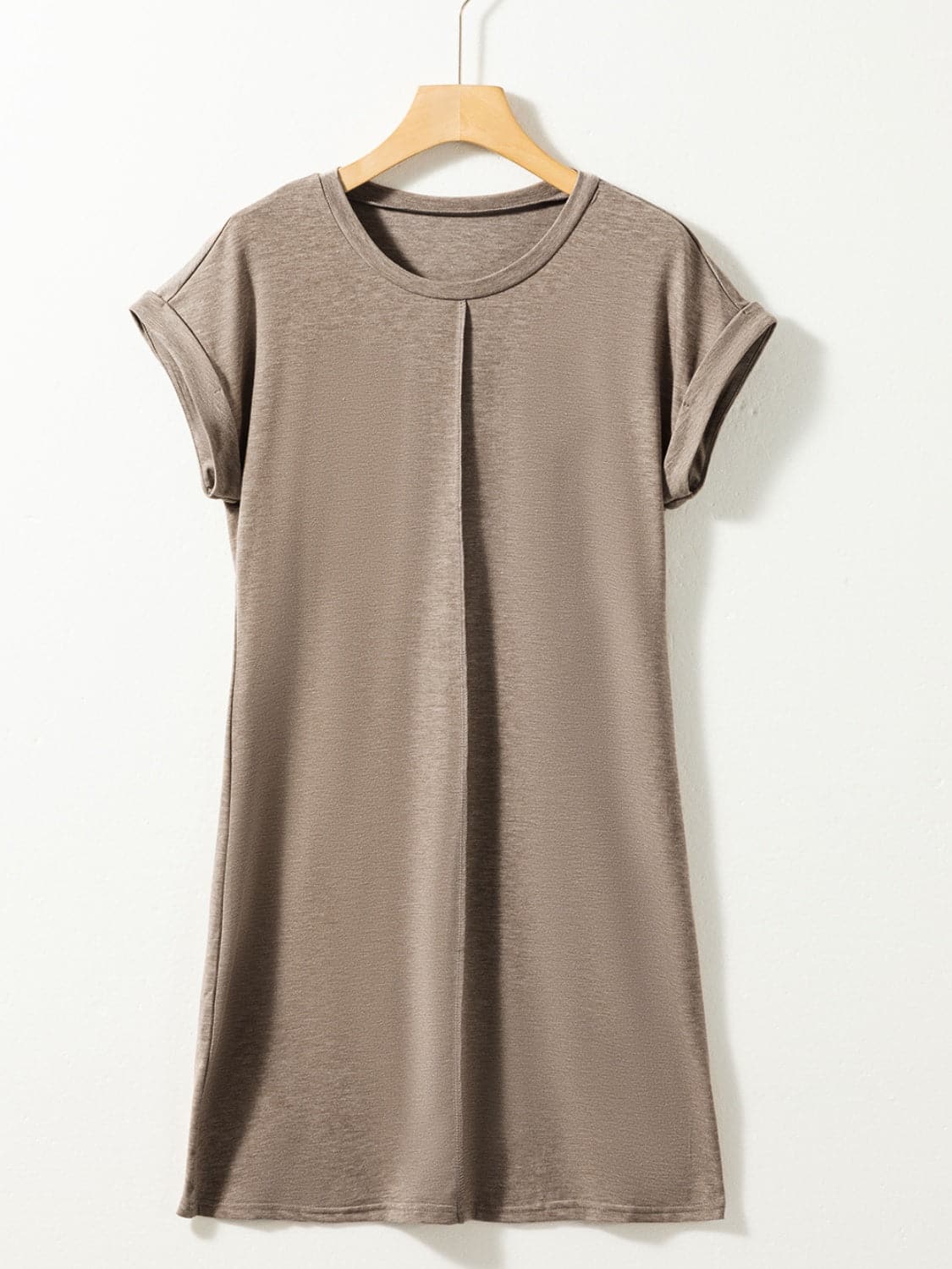 Exposed Seam Round Neck Mini Dress.