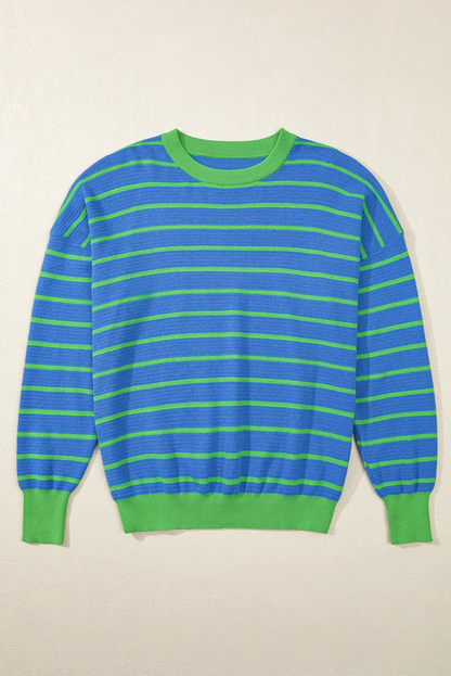 Classic striped long sleeve crewneck sweater