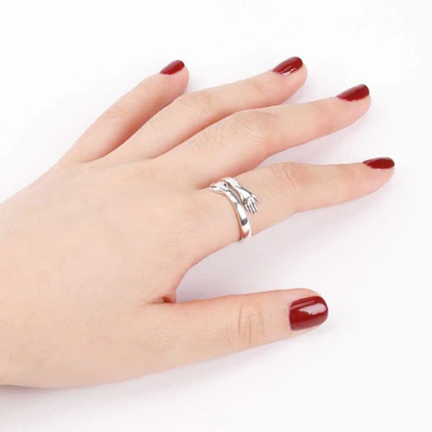 Hug Shape 925 Sterling Silver Bypass Ring.