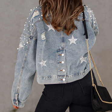 Bead Detail Denim Jacket.