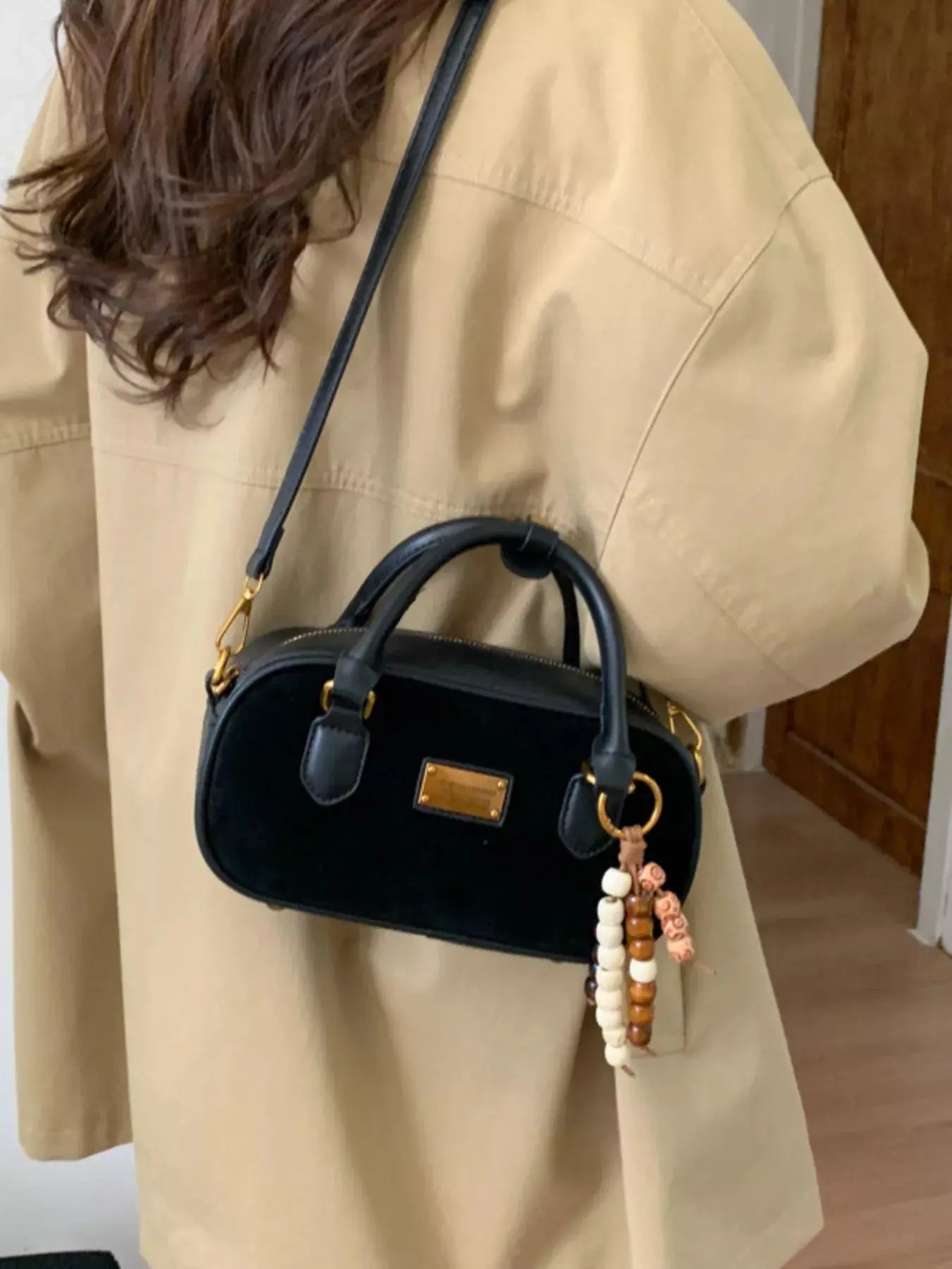 Small PU Leather Top Handle Crossbody Bag With Adjustable Strap Imported Simply Love