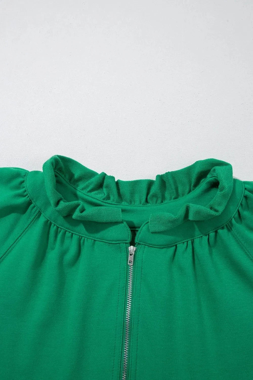 Frill Zip Front Puff Sleeve Top and Skort Set Simply Love