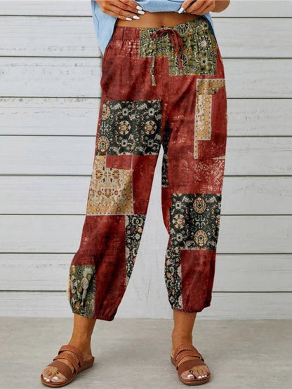 Printed Tied Cropped Pants.