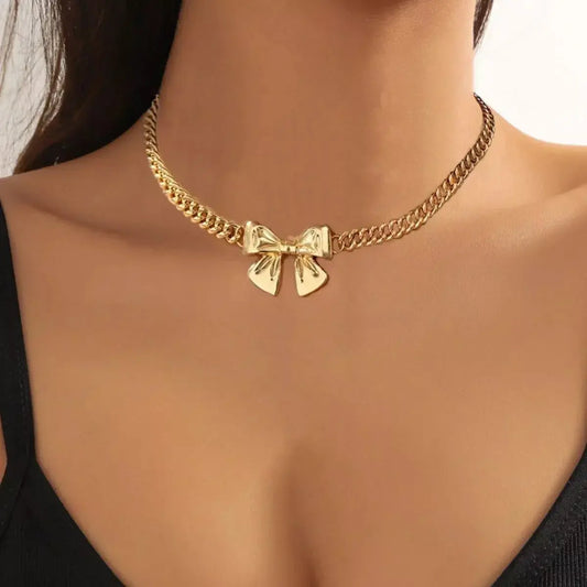 18K Gold-Plated  Bowknot Chain Necklace Simply Love