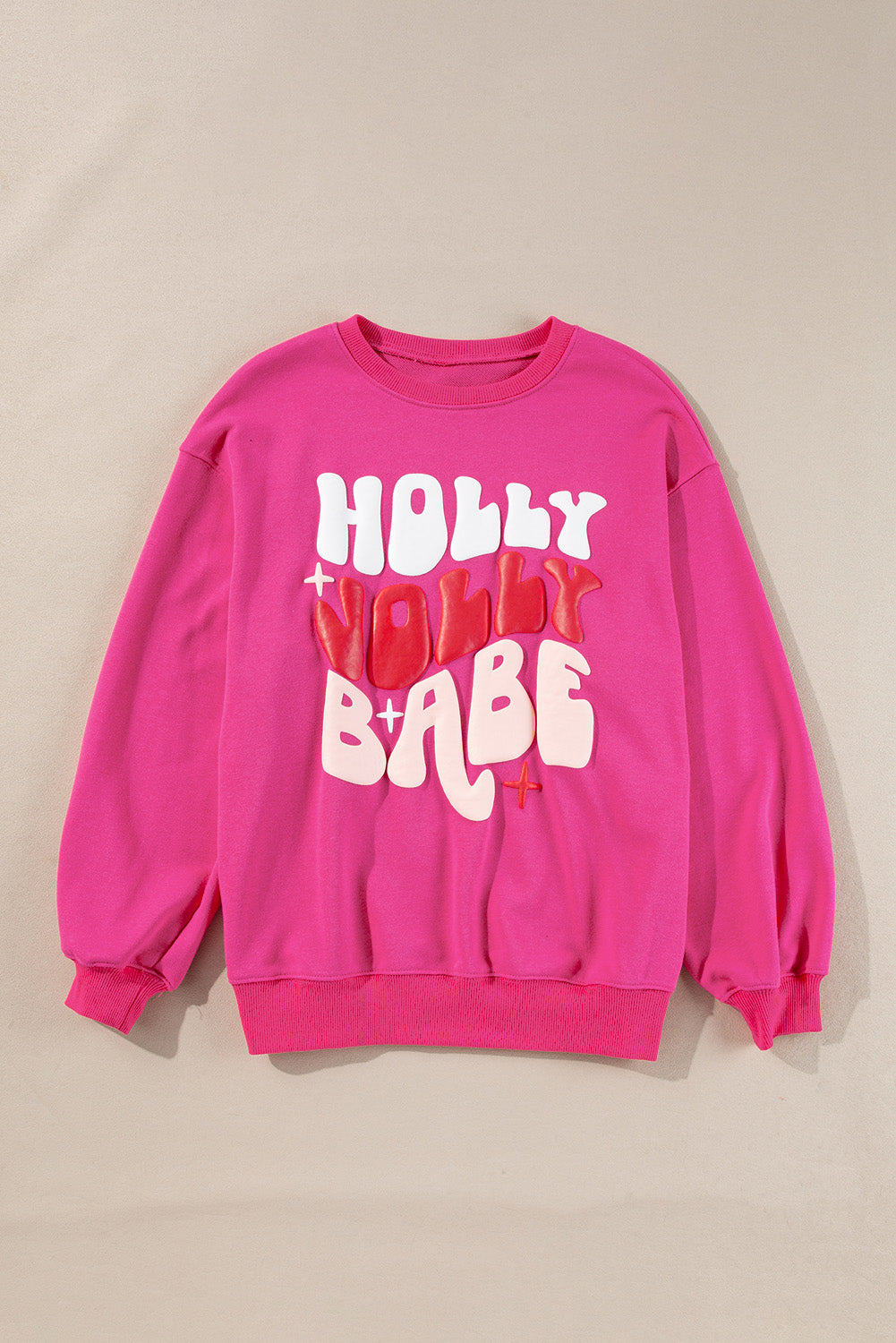 Rose Red Holly Jolly Babe oversized graphic sweatshirt for festive fun