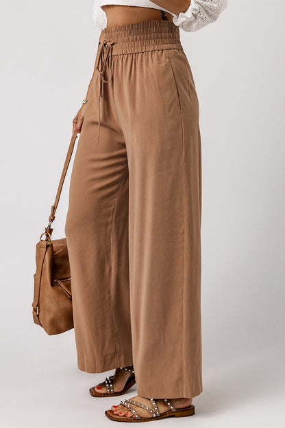 Chic brown wide leg pants with pockets