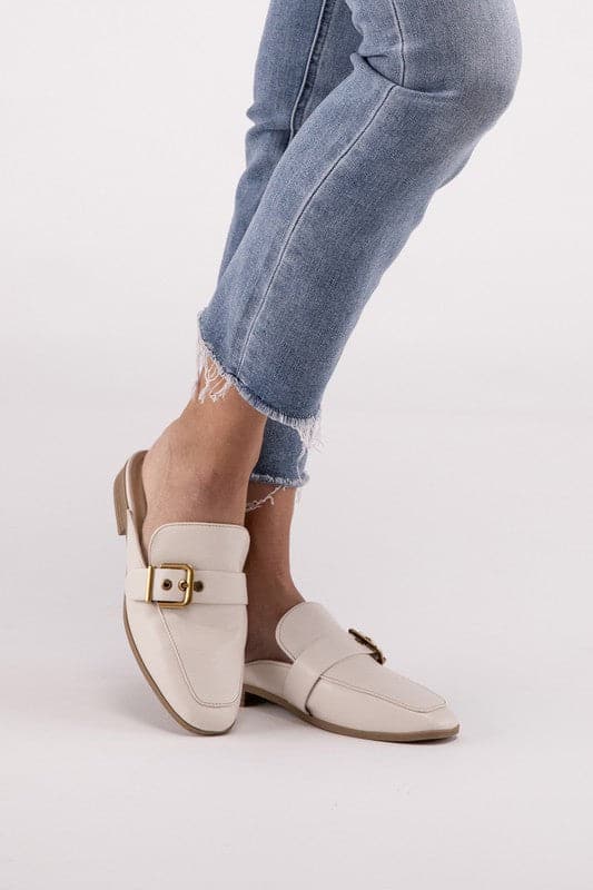 Chantal-S Buckle Backless Slides Loafer Shoes.