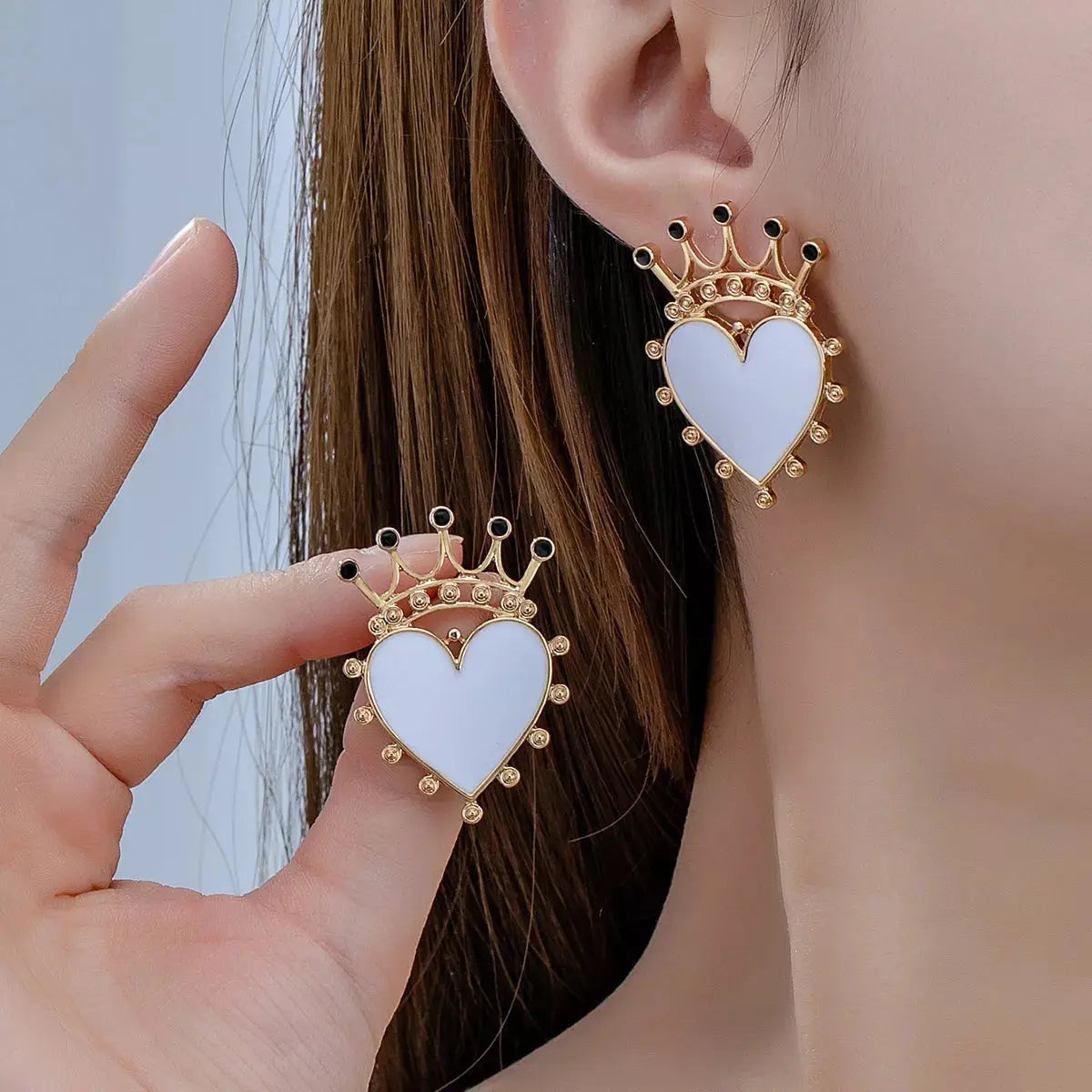 Crown Heart Stud Earrings Simply Love