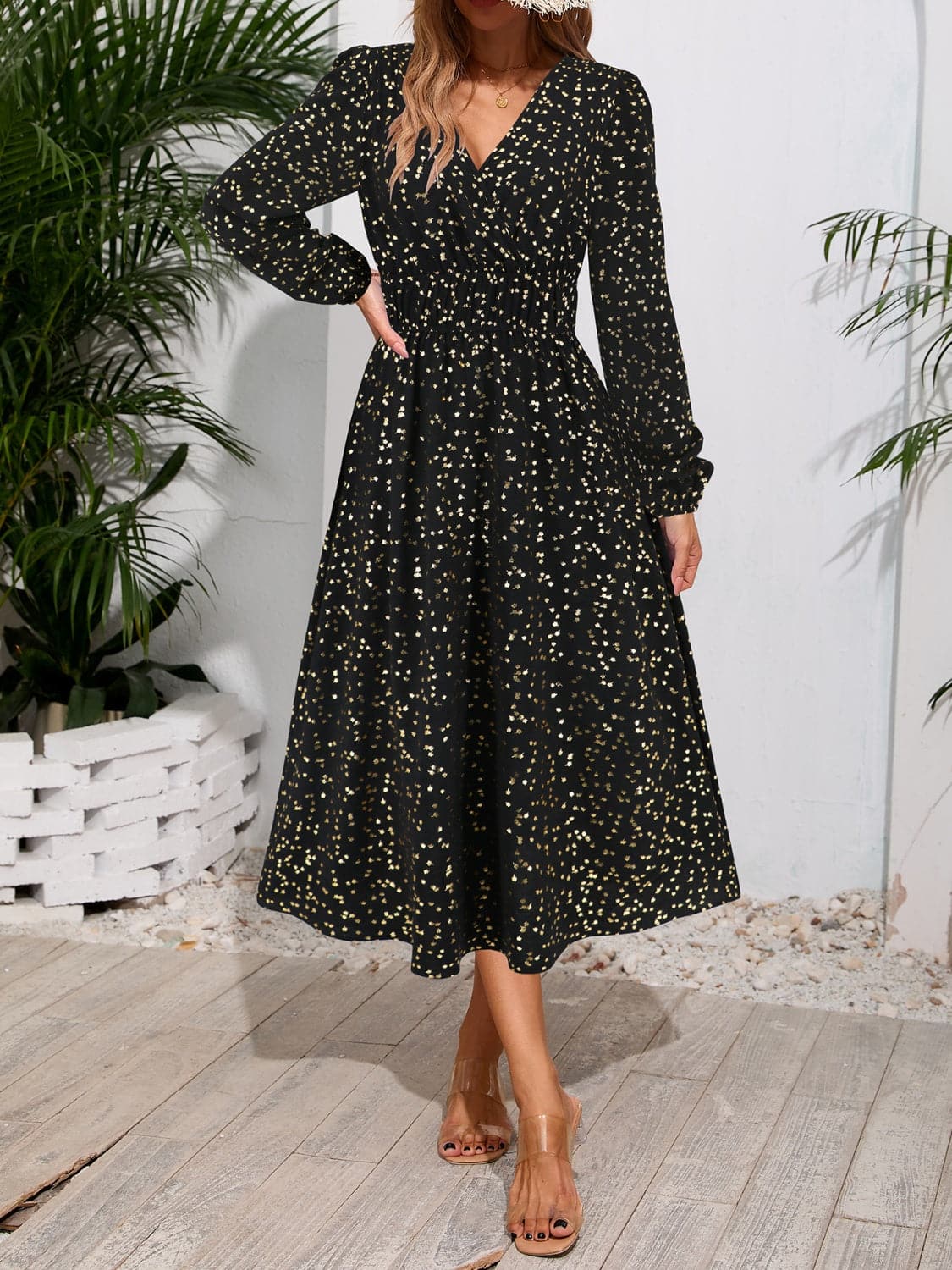 Floral Midi Dress with Long Sleeves