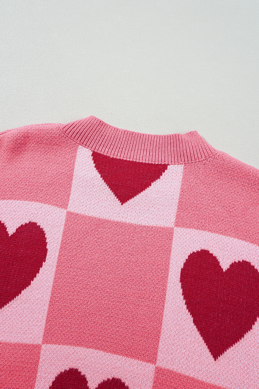 Pink Plus Size Love Heart Block Mock Neck Sweater Valentine Dear-Lover Dropshipping