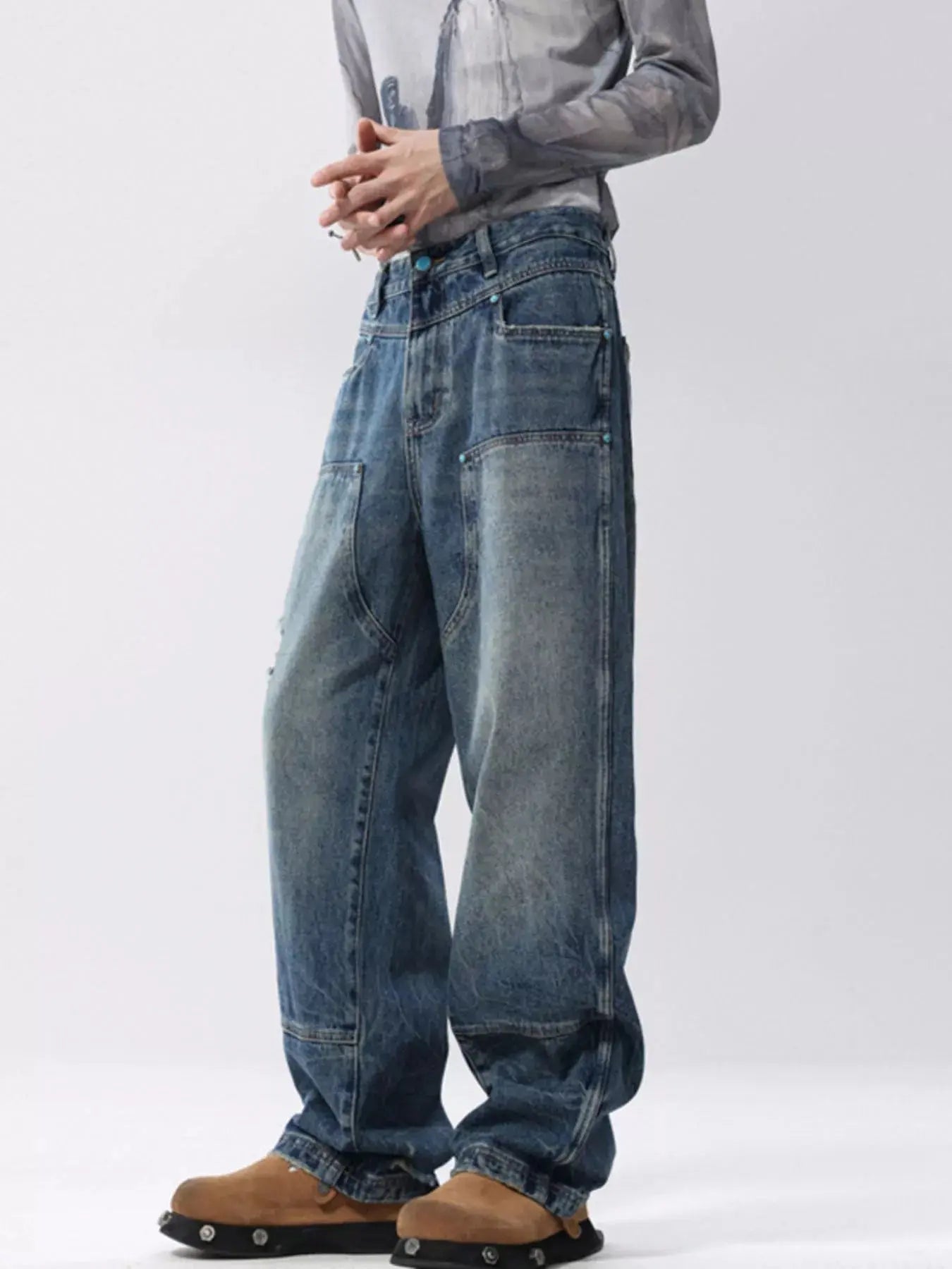 Men's Full Size Distressed Wide Leg Jeans Plus Size Simply Love