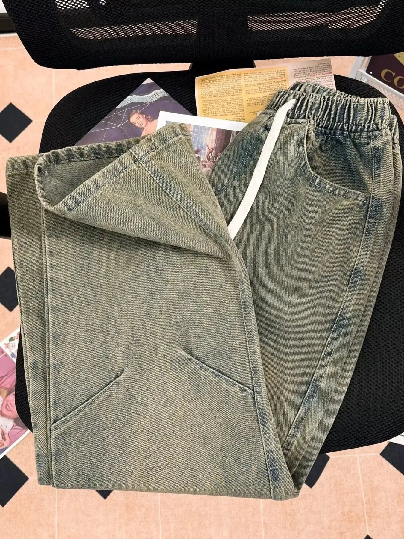 Men's Plus Size Drawstring Wide Leg Jeans Simply Love