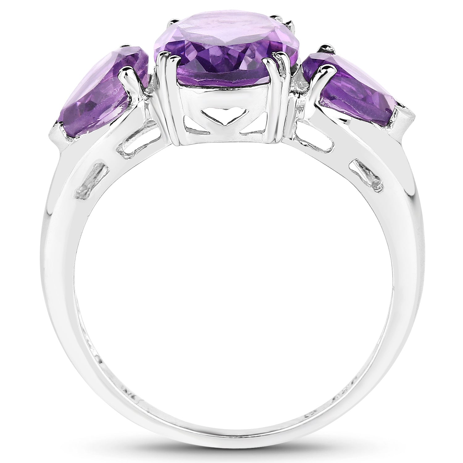 3.11 Carat Genuine Amethyst .925 Sterling Silver Ring