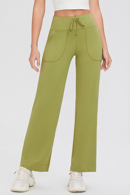 Essential Comfort Drawstring High Waist Pants with Pockets