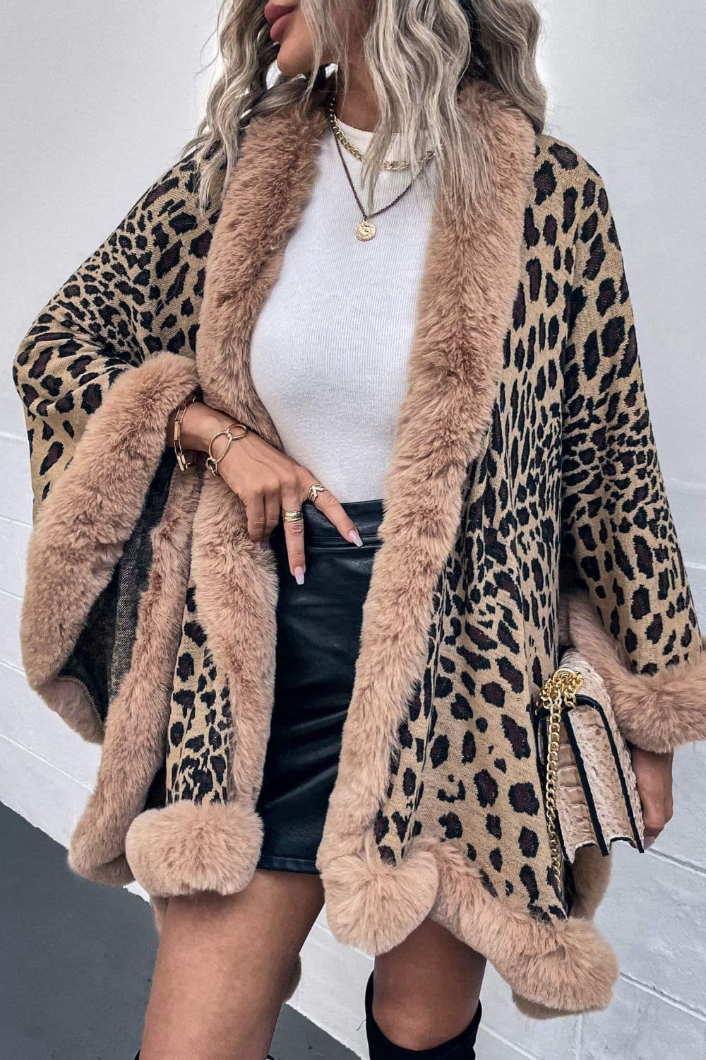 Leopard Open Front Poncho.