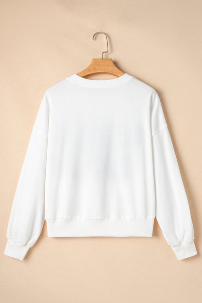 Stylish white varsity pullover sweatshirt for game day enthusiasts