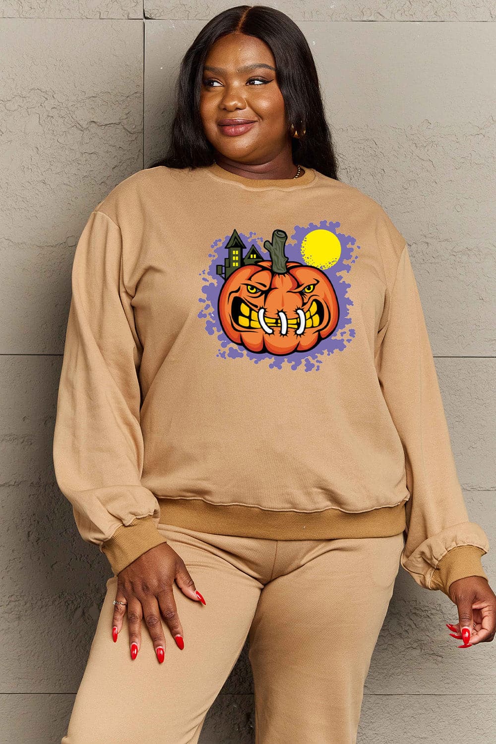 Simply Love Full Size Graphic Round Neck Sweatshirt.