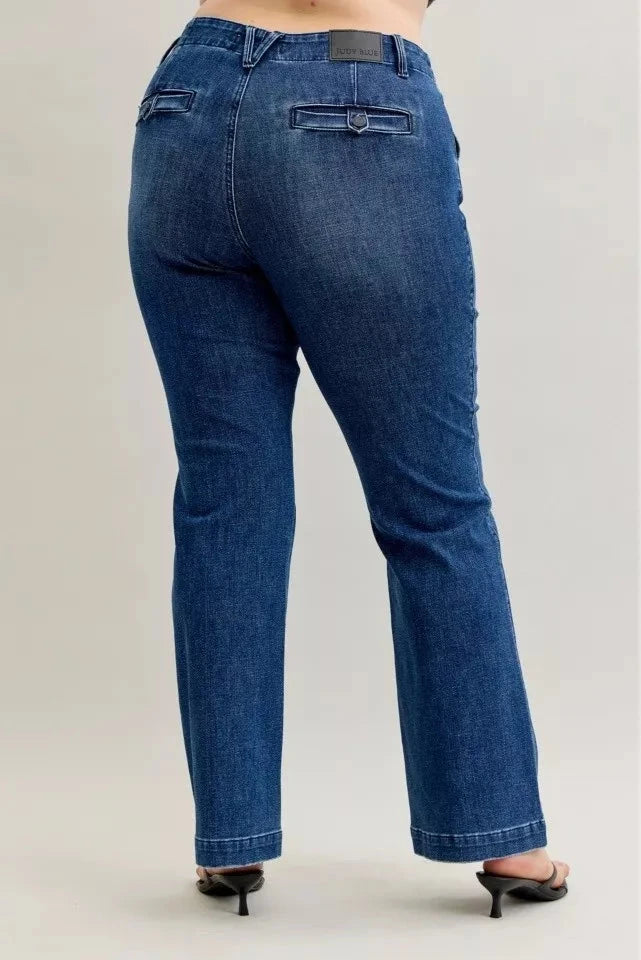 Judy Blue Full Size Mid Rise Bootcut Jeans with Welt Pockets Plus Size Coco’s Tee Boutique