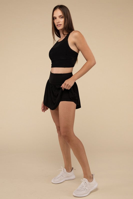 Wide Band Tennis Skirt with Zippered Back Pocket by Zanana Coco’s Tee Boutique