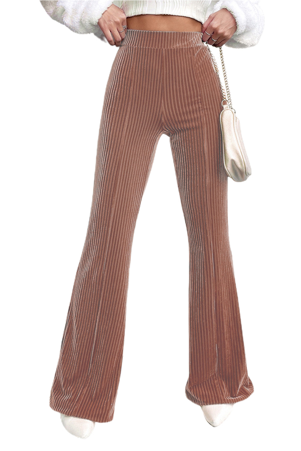 Chic dusty pink corduroy flare pants