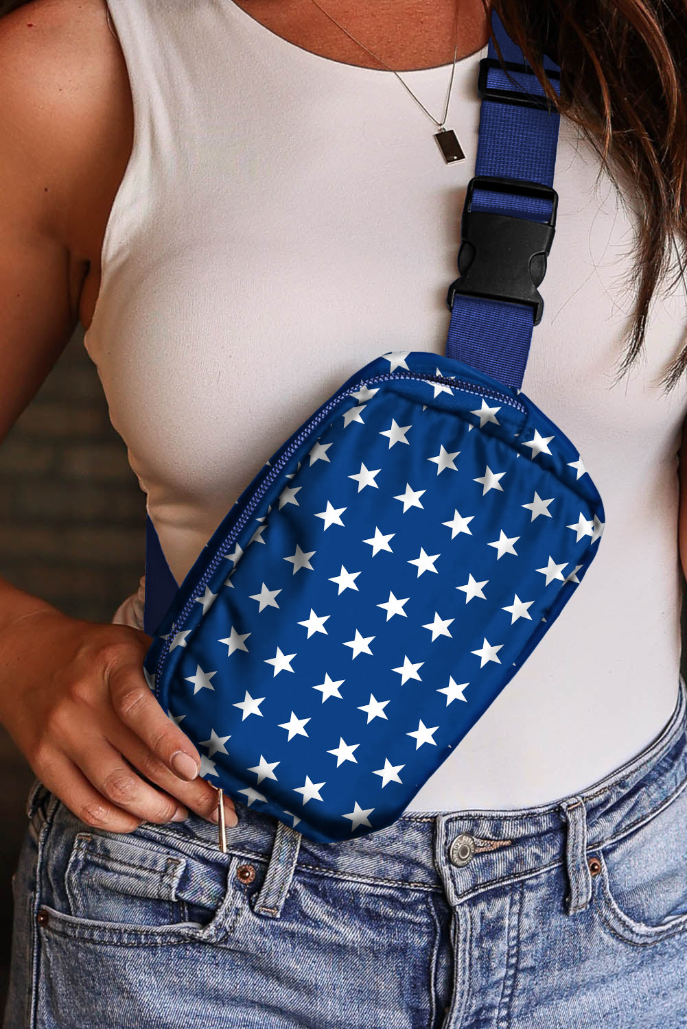 Patriotic star print crossbody bag for Independence Day celebrations