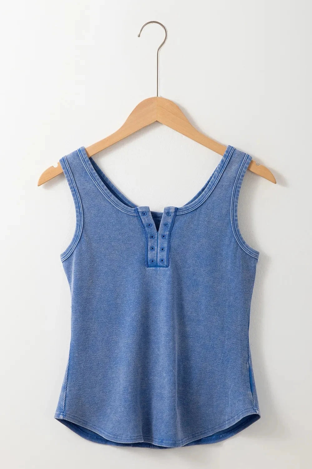 Mineral Wash Ribbed Notch Neck Tank Simply Love
