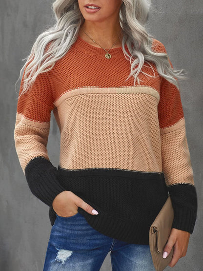 Color Block Dropped Shoulder Sweater.