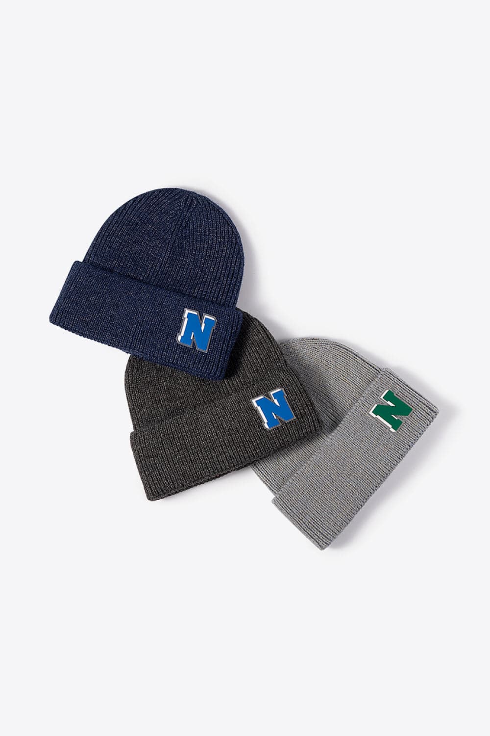 Letter N Patch Cuffed Knit Beanie.