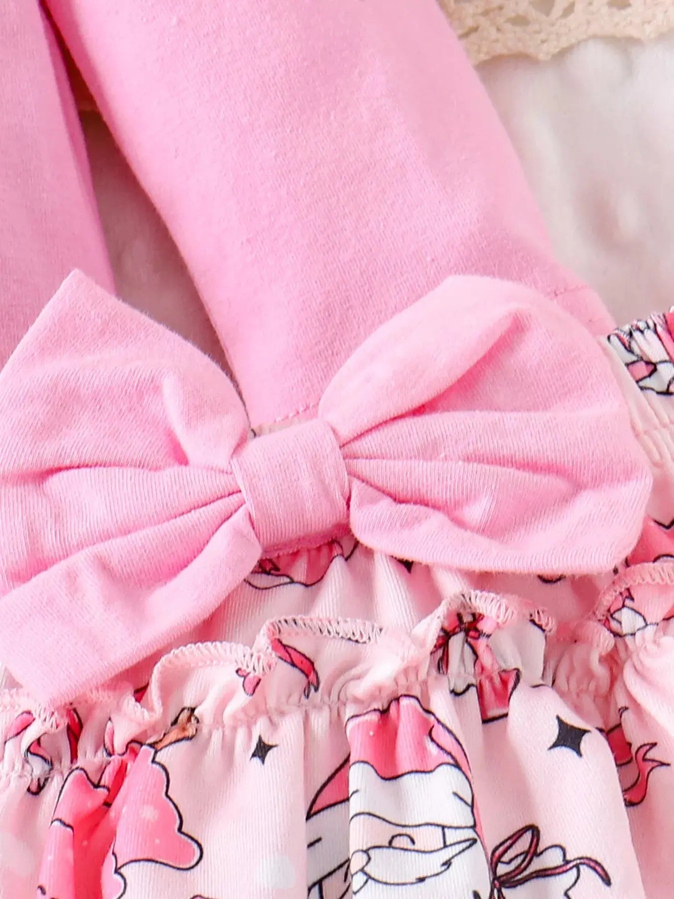 Children's Christmas Ruffled Long Sleeve Top and Skirt Set with Headband Simply Love