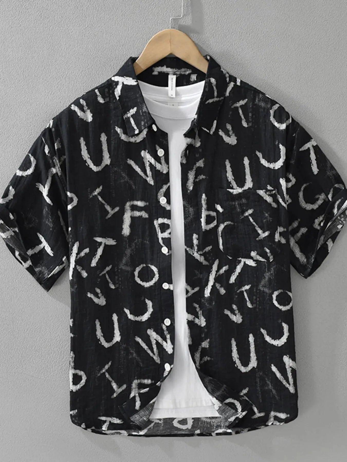 Men's Plus Size Letter Print Short Sleeve Shirt Simply Love