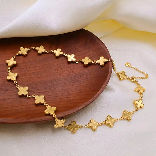 18K Gold-Plated Clover Charm Necklace Simply Love