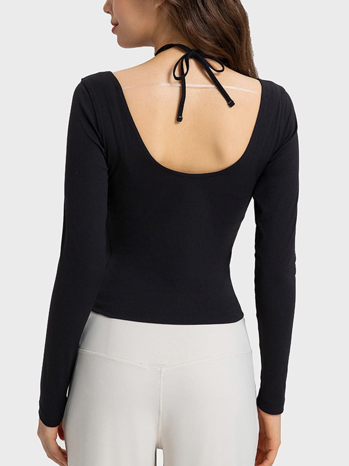 Halter Neck Long Sleeve Sporty Top.