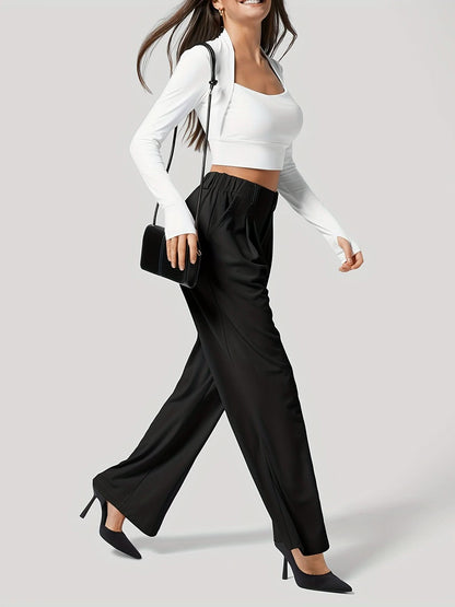 Comfy Wide Leg Trousers with Convenient Pockets