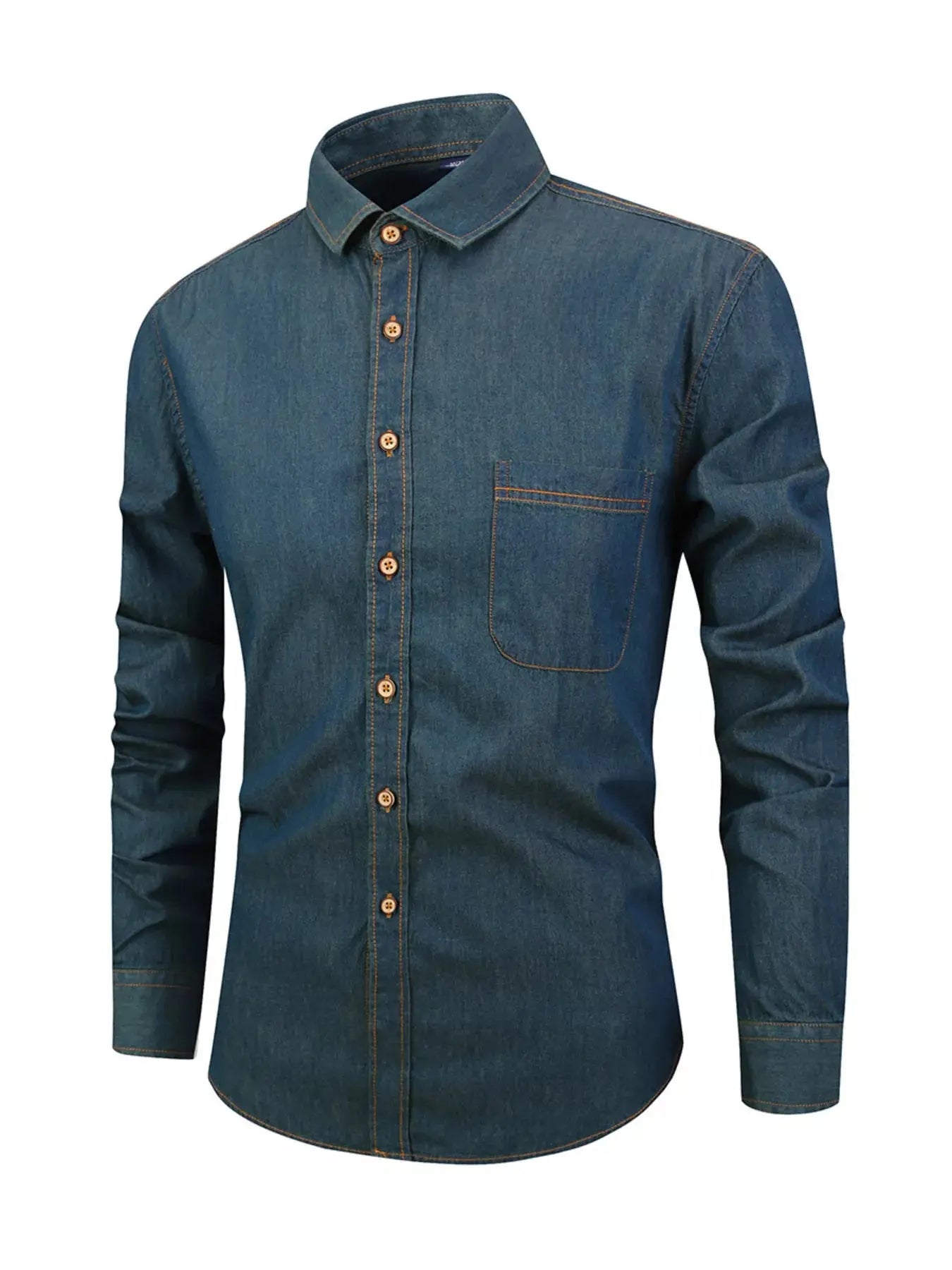 Men's Full Size Button Up Long Sleeve Denim Shirt Plus Size Simply Love