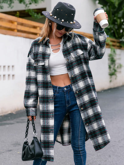 Plaid Button Up Long Sleeve Shacket.