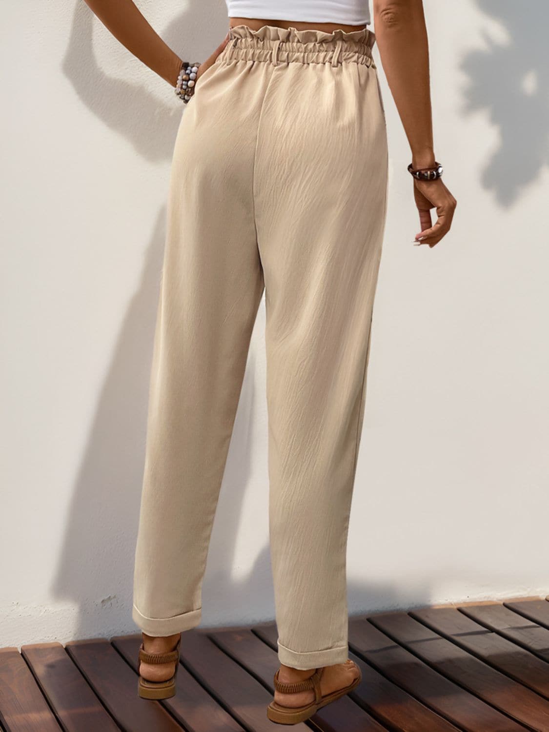 Frill High Waist Pants with Pockets.