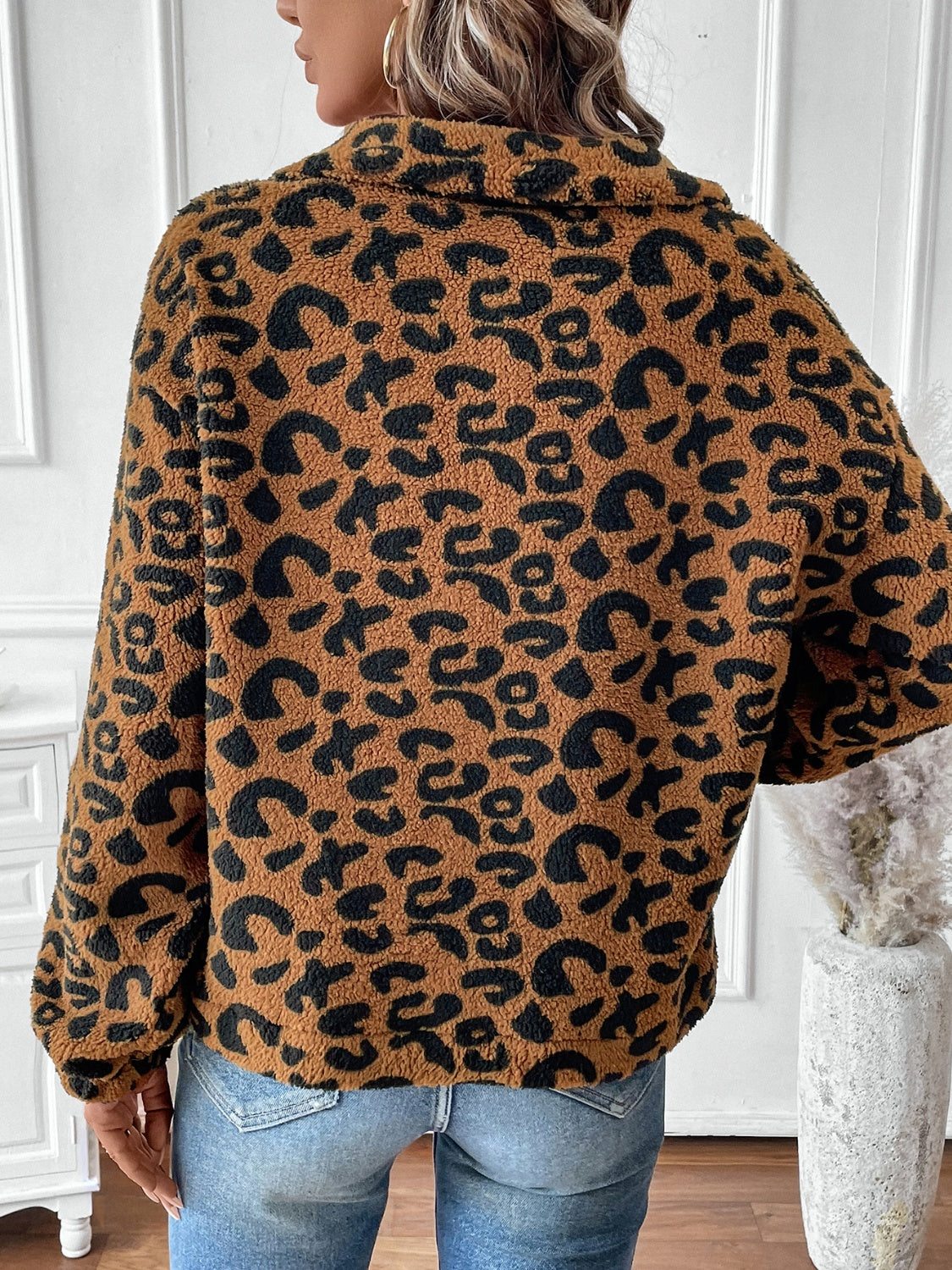 Leopard Half Zip Long Sleeve Sweatshirt Coco’s Tee Boutique
