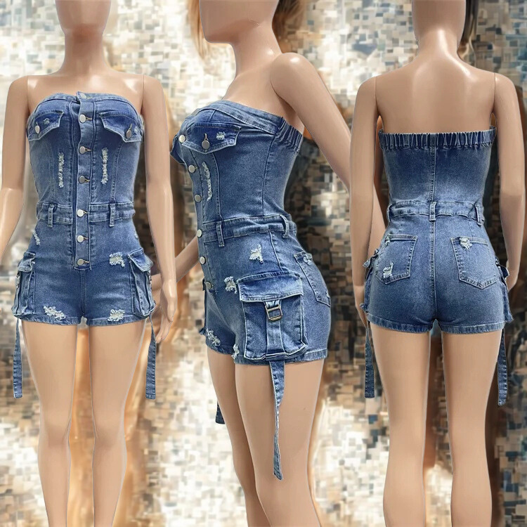 Boss Babe Strapless Denim Romper Coco’s Tee Boutique