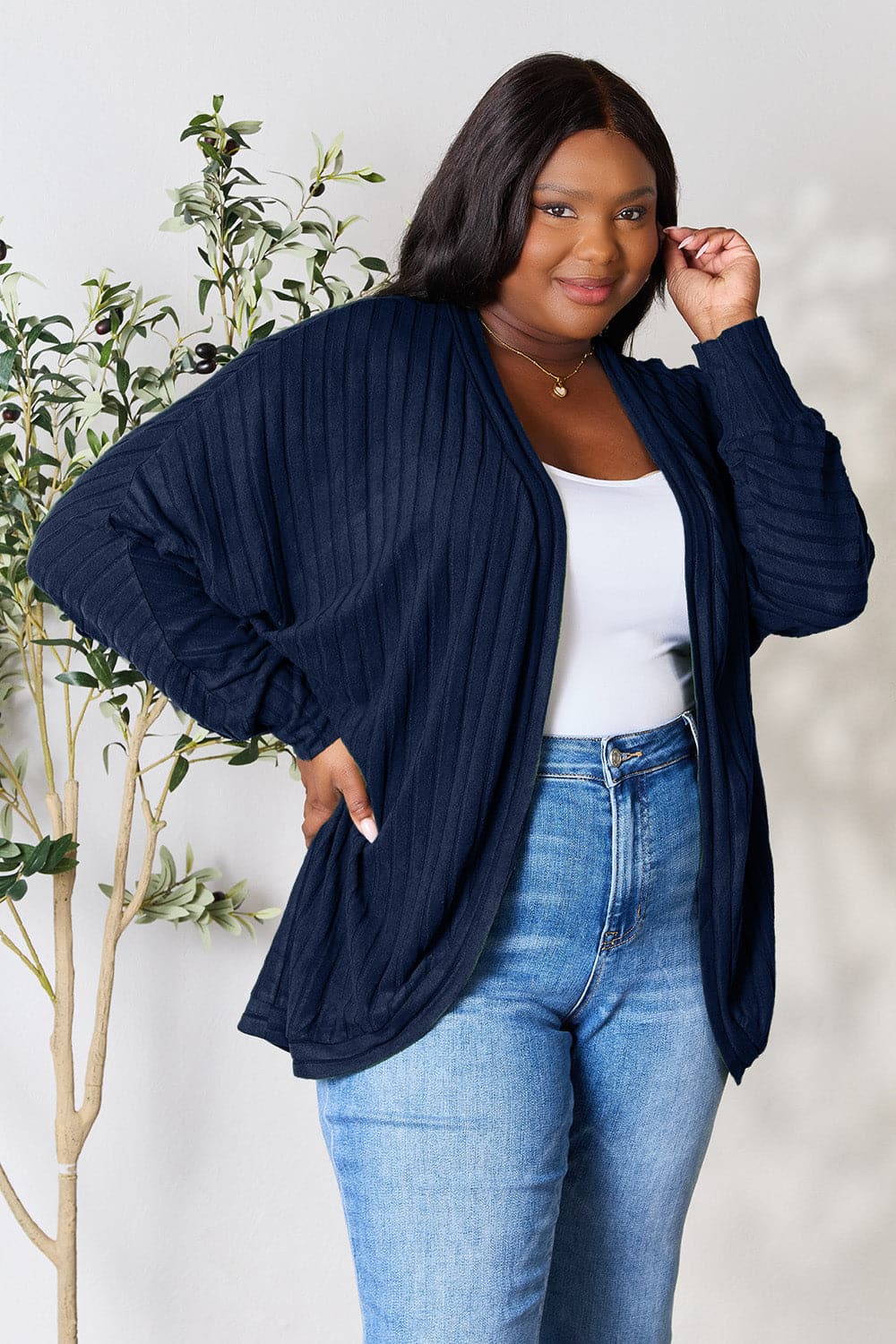 Basic Bae Full Size Ribbed Cocoon Cardigan.